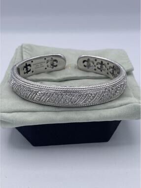 Judith Ripka Sterling Silver Cuff Bracelet 925 CZ Thailand Heavy 55.9grams